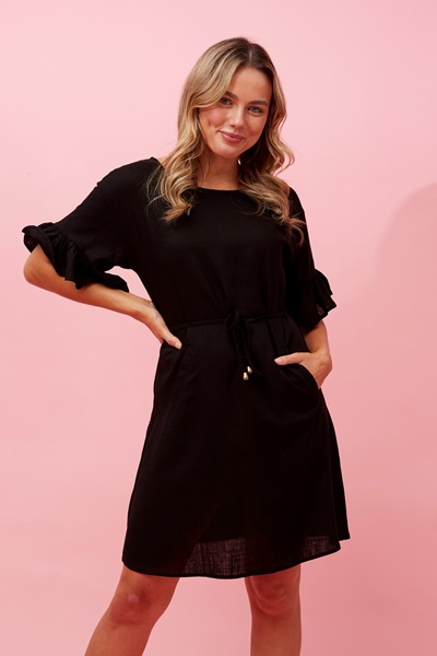 Frill sleeve short dress