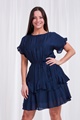 FRILL SLEEVE TIE WAIST DRESS