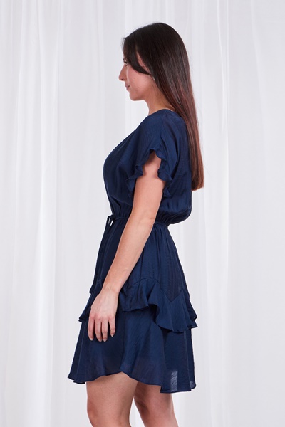FRILL SLEEVE TIE WAIST DRESS