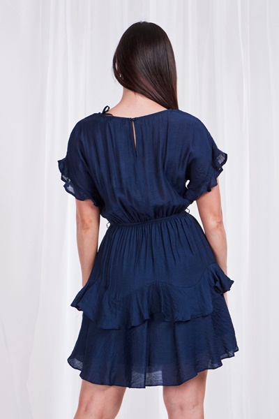 FRILL SLEEVE TIE WAIST DRESS