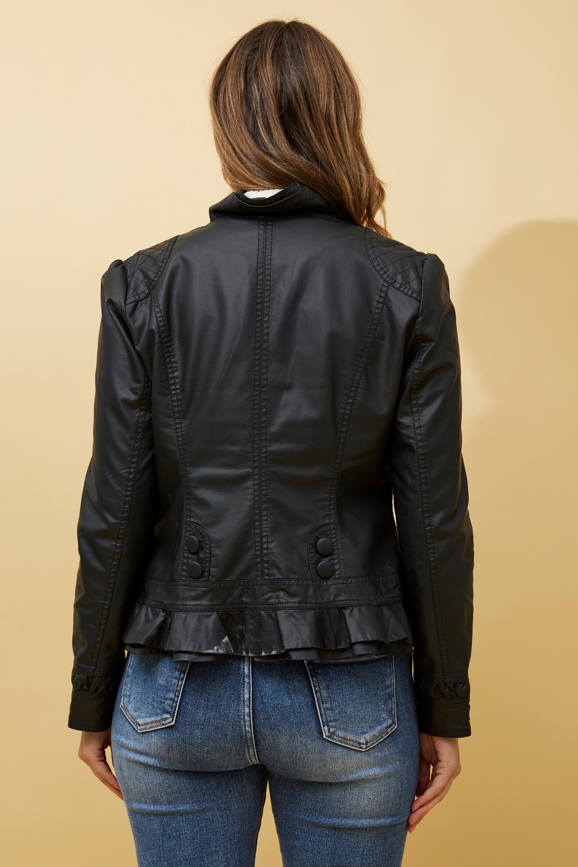 Frill vegan leather jacket & Buy Online & Femme Connection
