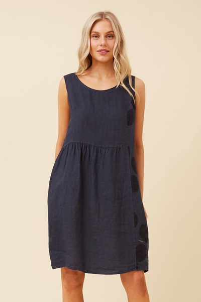 GABRIELLA POLKA DOT LINEN DRESS