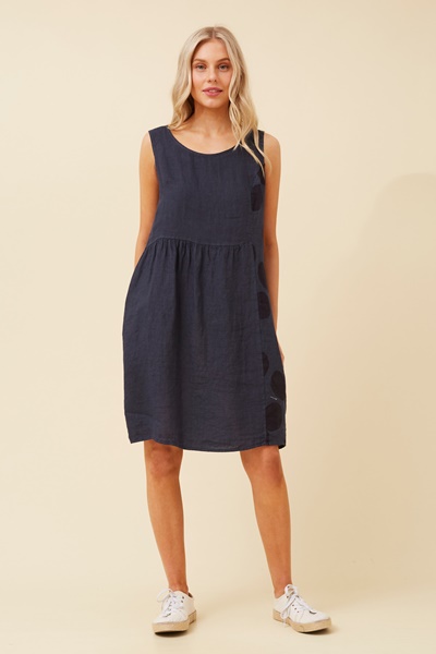 GABRIELLA POLKA DOT LINEN DRESS