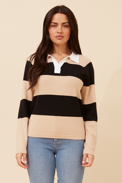 GARLON STRIPE PRINT KNIT PULLOVER