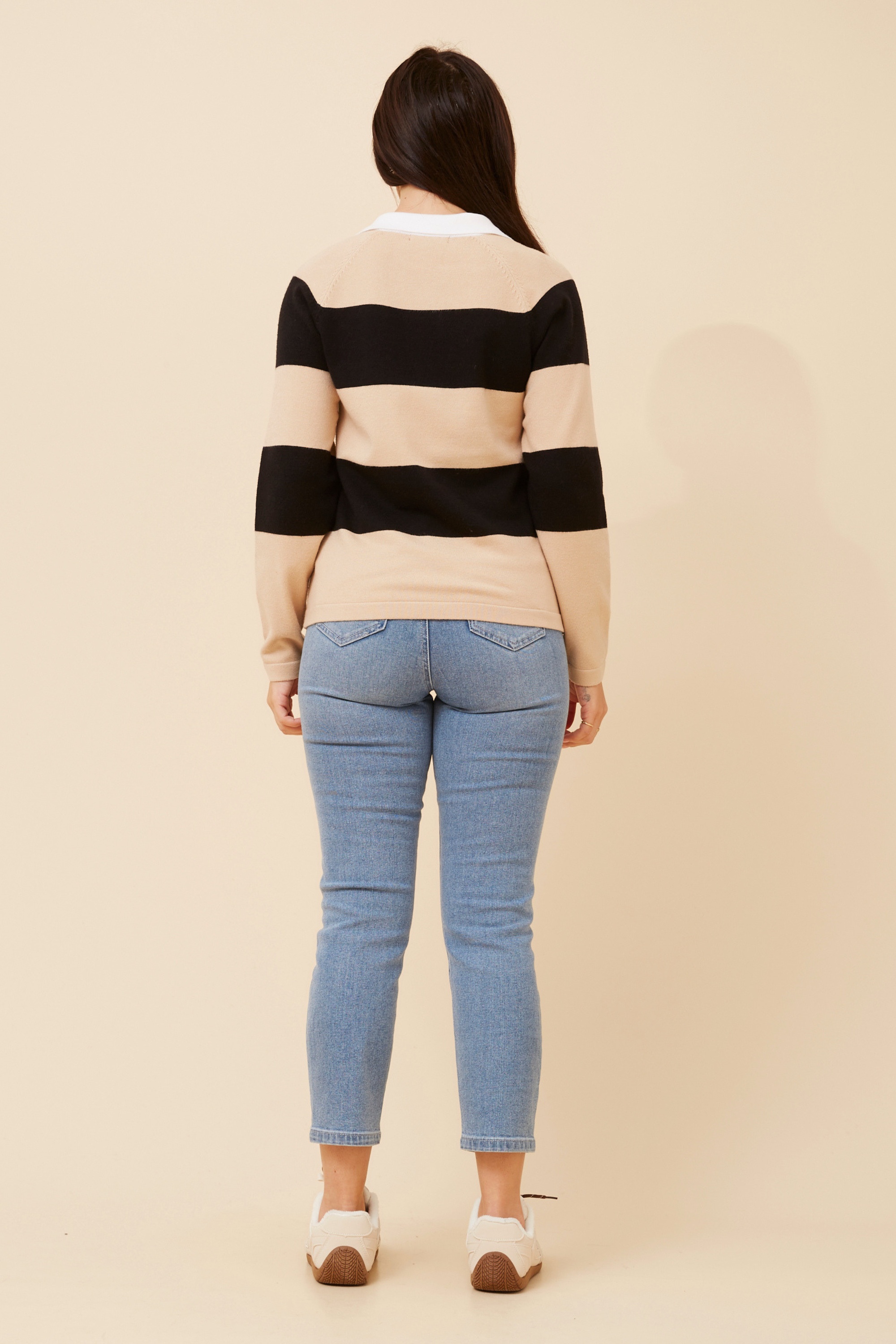 GARLON STRIPE PRINT KNIT PULLOVER