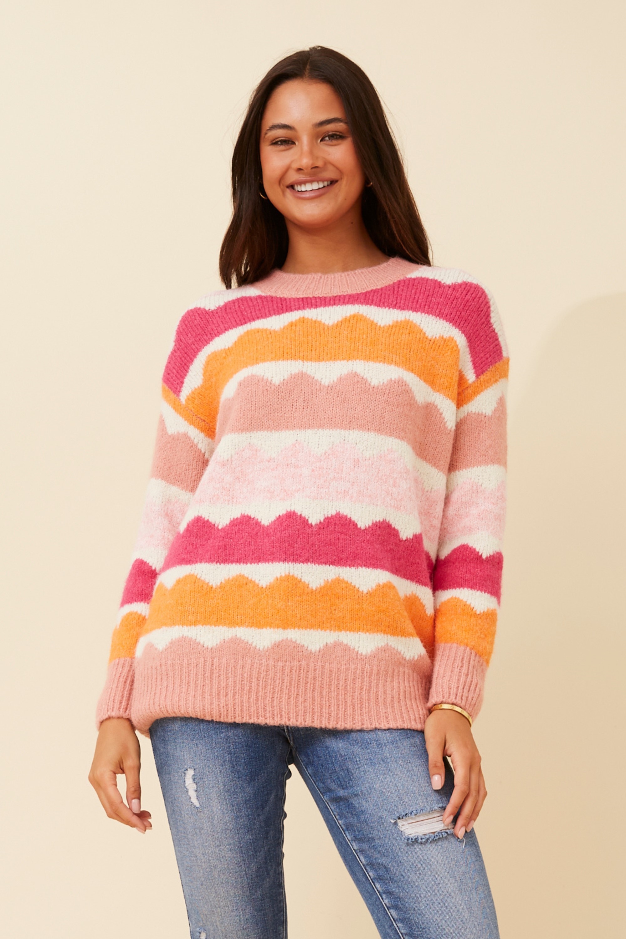 GAVIN SCALLOP PATTERN KNIT PULLOVER