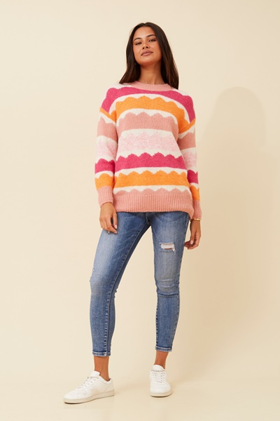 GAVIN SCALLOP PATTERN KNIT PULLOVER