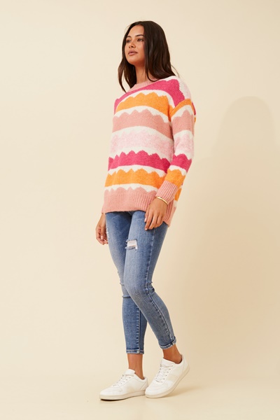 GAVIN SCALLOP PATTERN KNIT PULLOVER