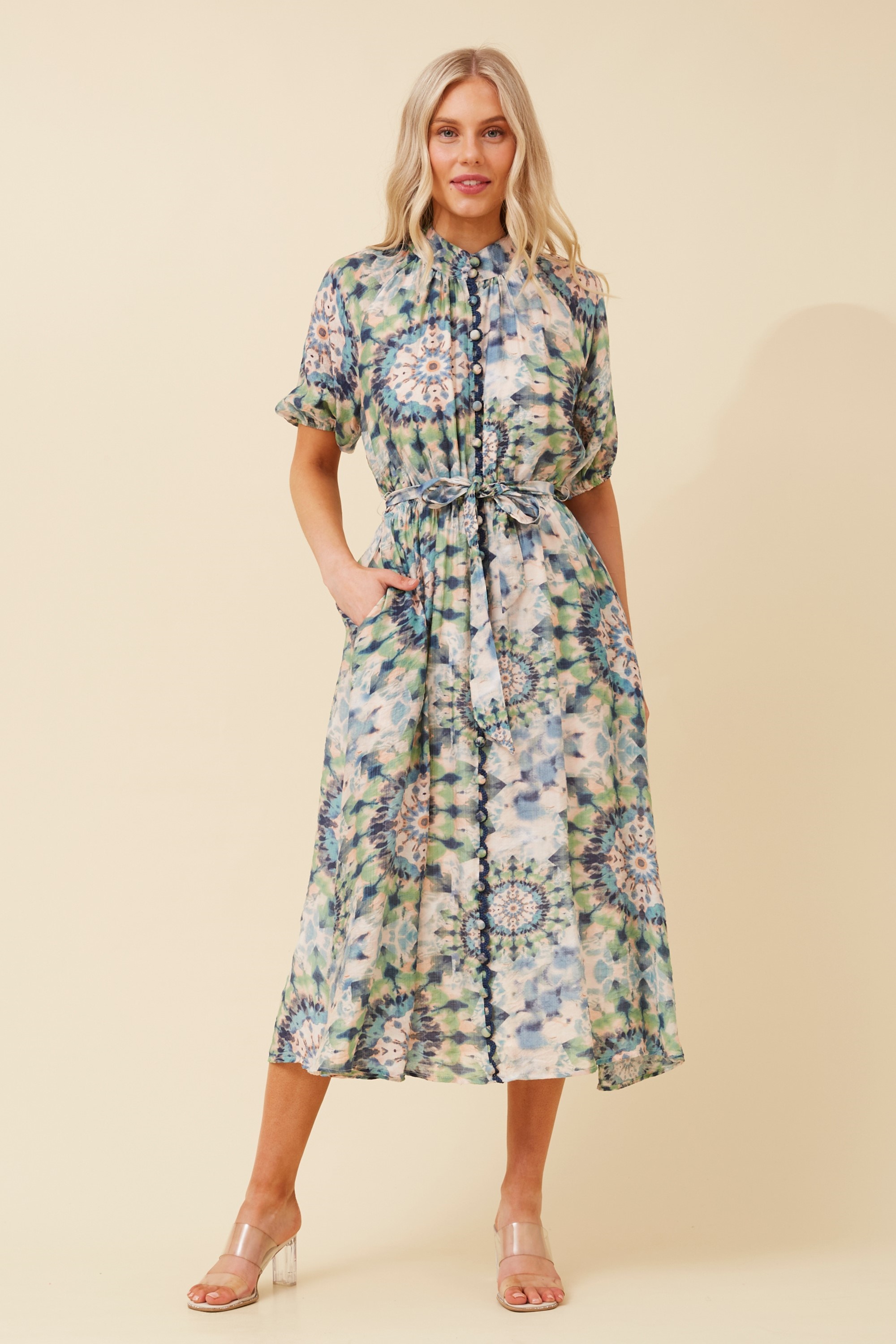 GENEVA ABSTRACT PRINT SHIRT DRESS