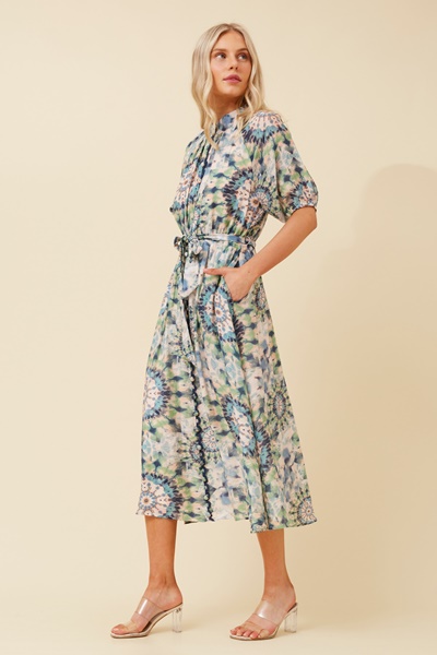 GENEVA ABSTRACT PRINT SHIRT DRESS