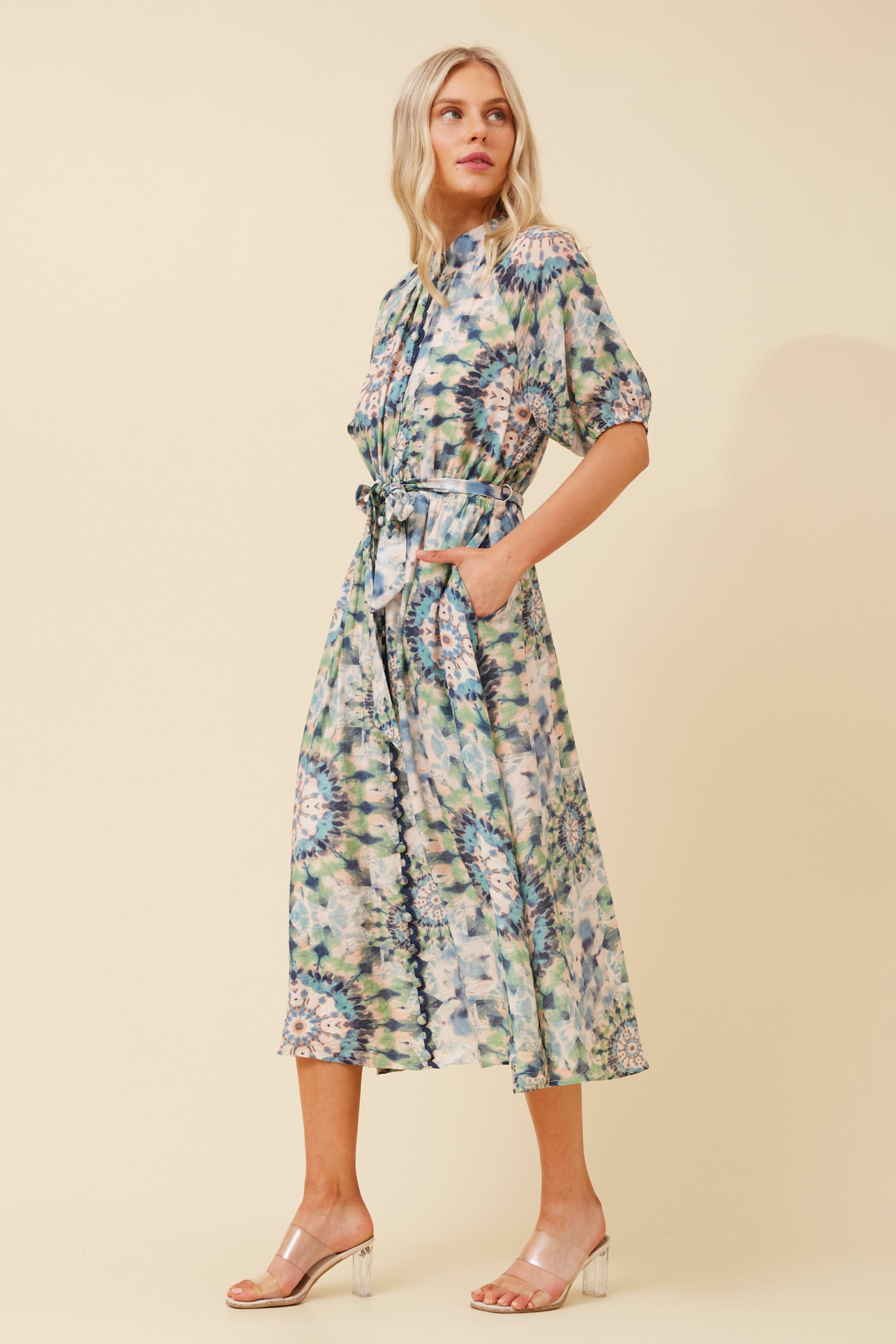 GENEVA ABSTRACT PRINT SHIRT DRESS