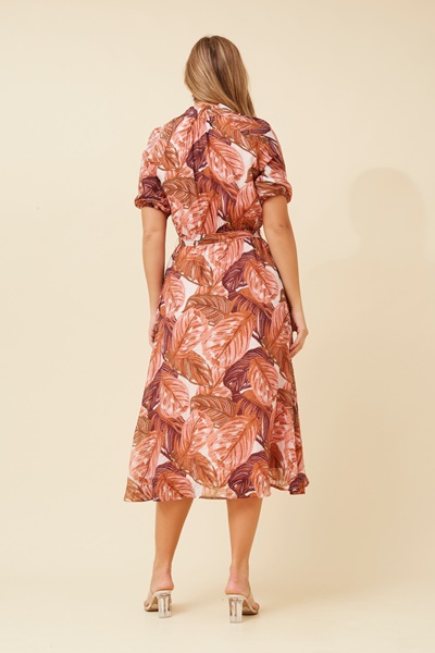 GENEVA LEAF PRINT MIDI DRESS