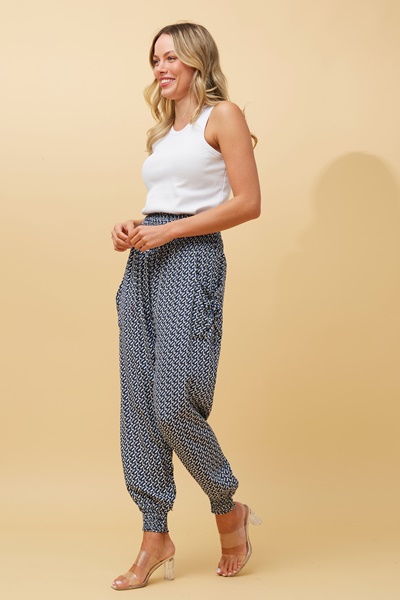 GEOMETRIC PRINT HAREM PANTS