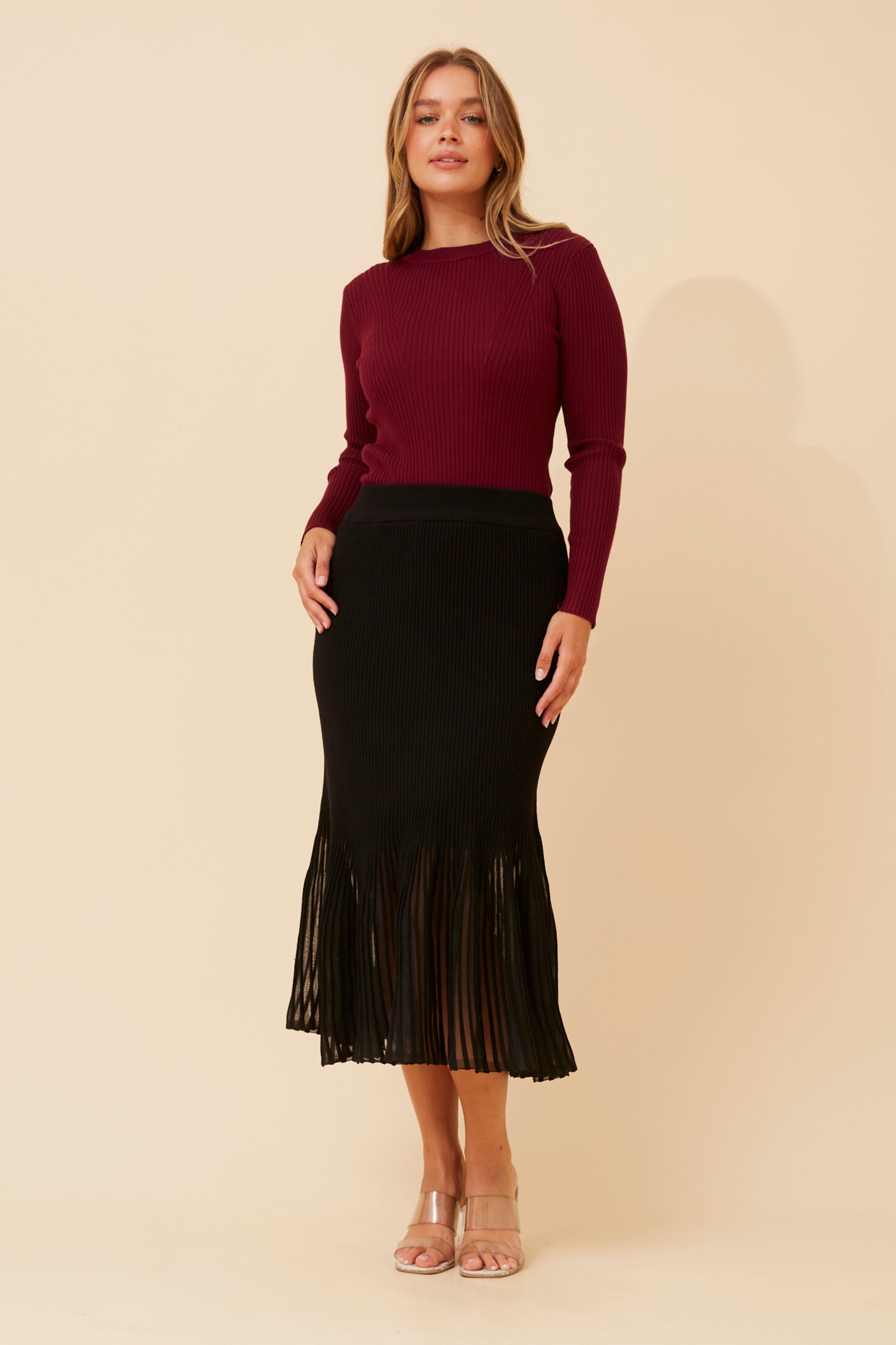 GERDY WOOL BLEND MIDI SKIRT
