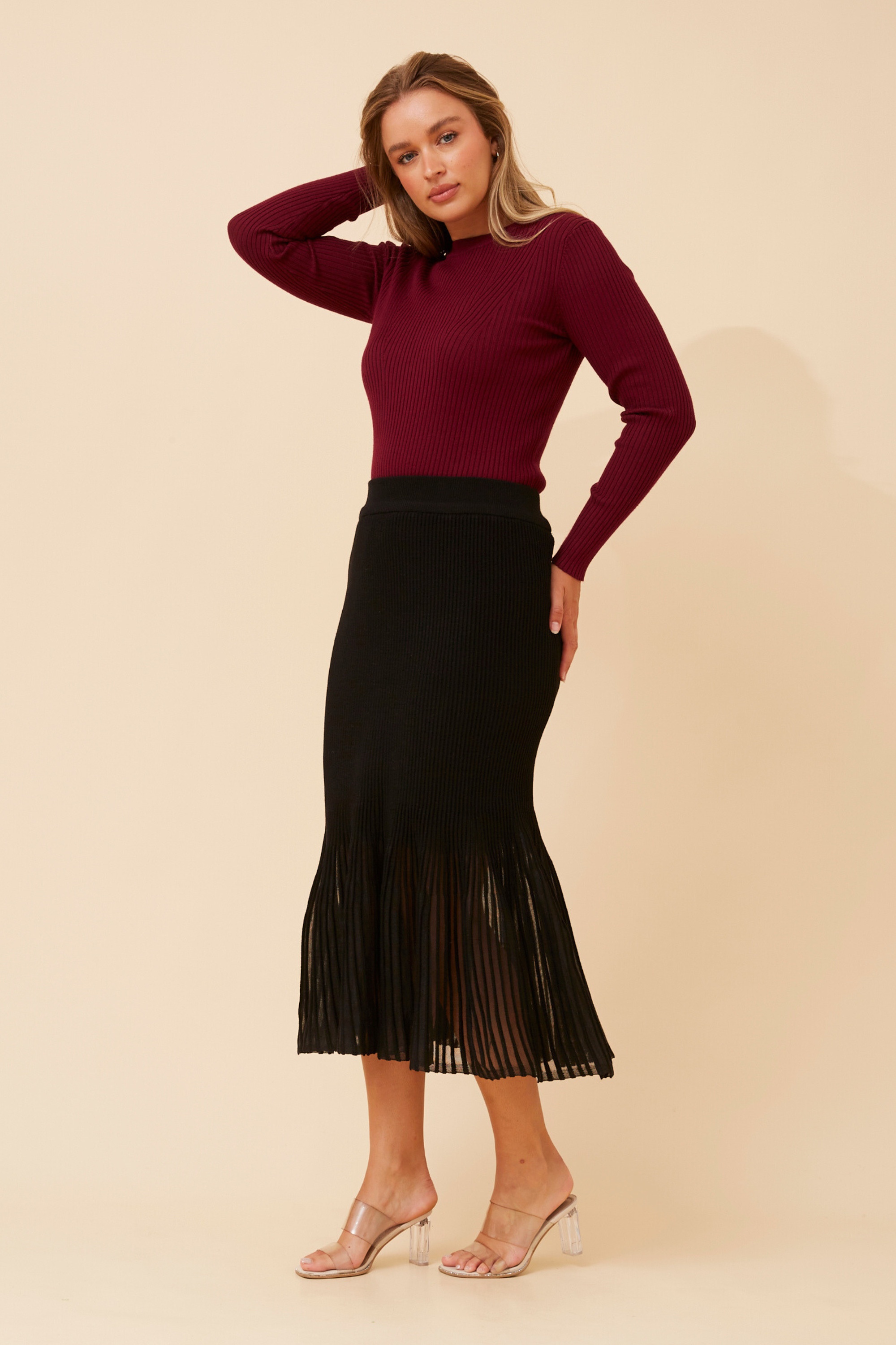 GERDY WOOL BLEND MIDI SKIRT