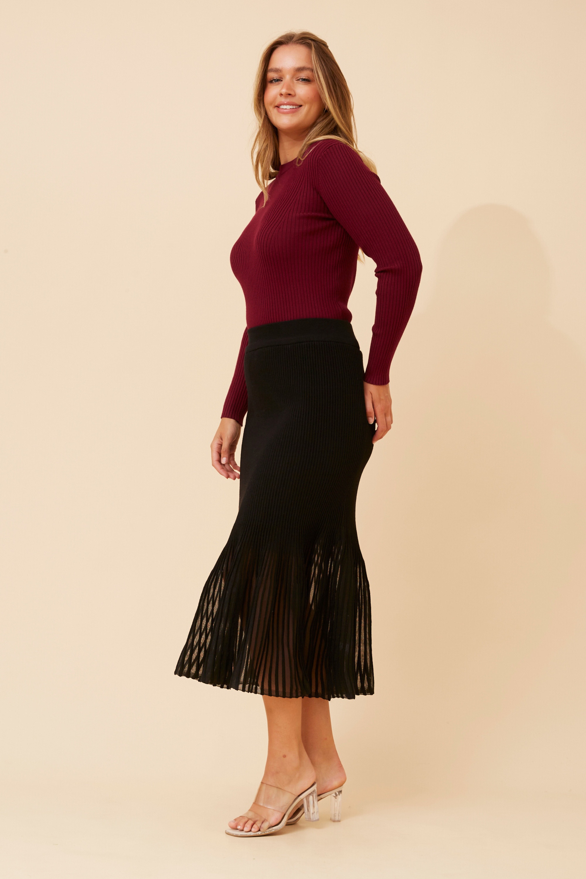 GERDY WOOL BLEND MIDI SKIRT