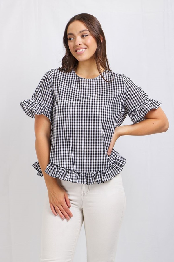 GINGHAM SMOCK TOP