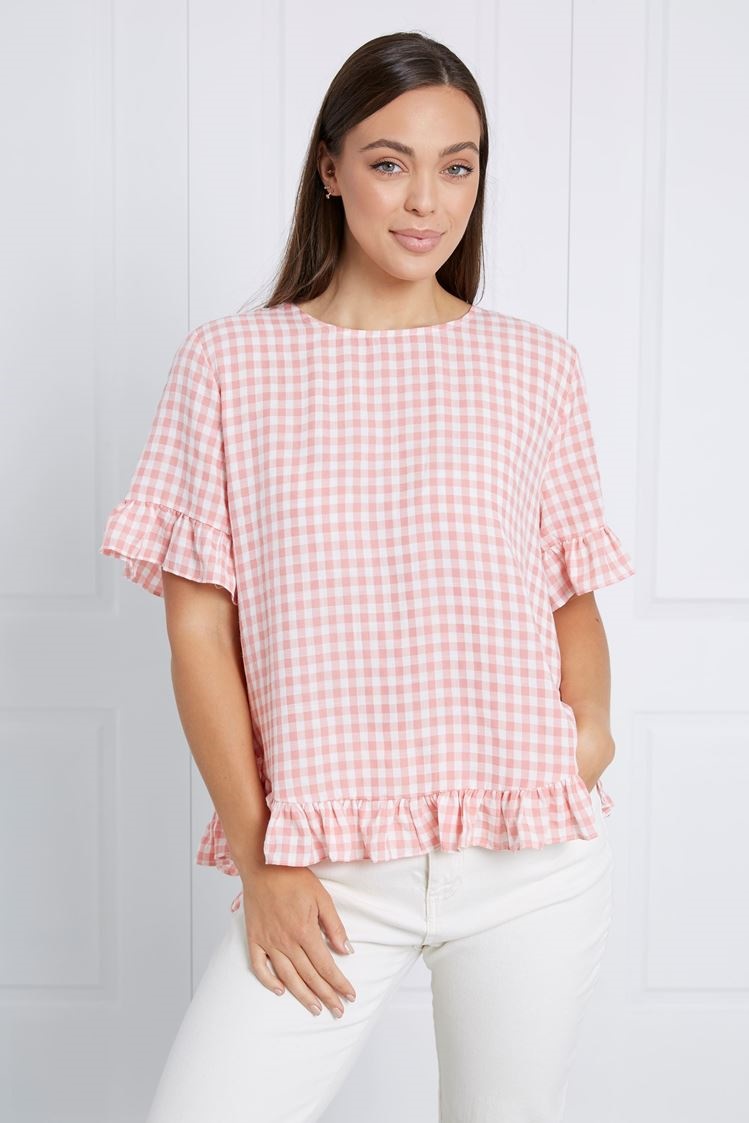 GINGHAM SMOCK TOP