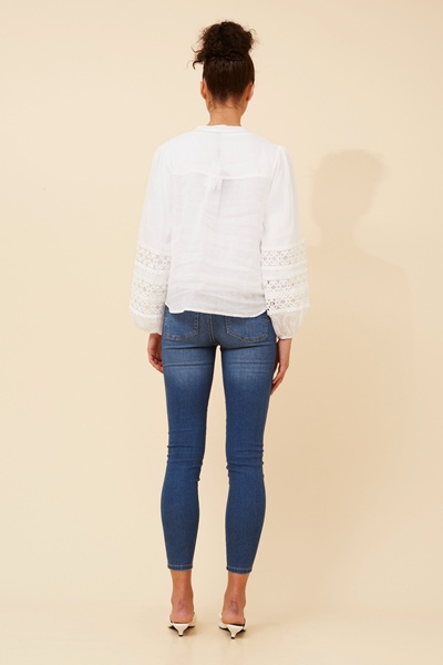 GINNIFER SOLID LINEN BLEND BLOUSE
