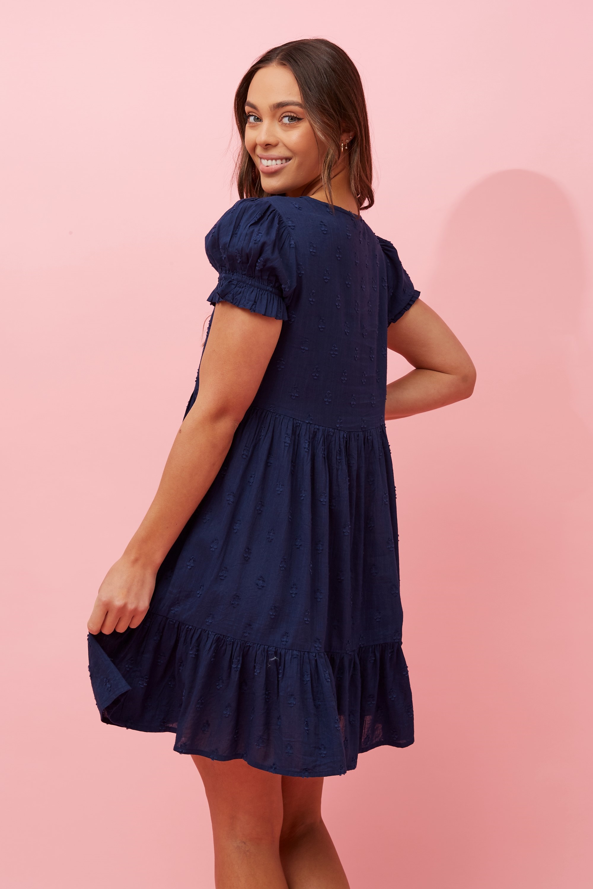 GLENICE BUTTON FRONT PUFF SLEEVE SHORT 