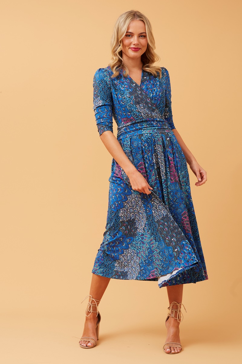 Floral print midi outlet wrap dress