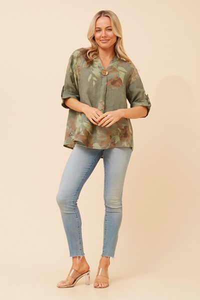 GREGORIA FLORAL LINEN TOP