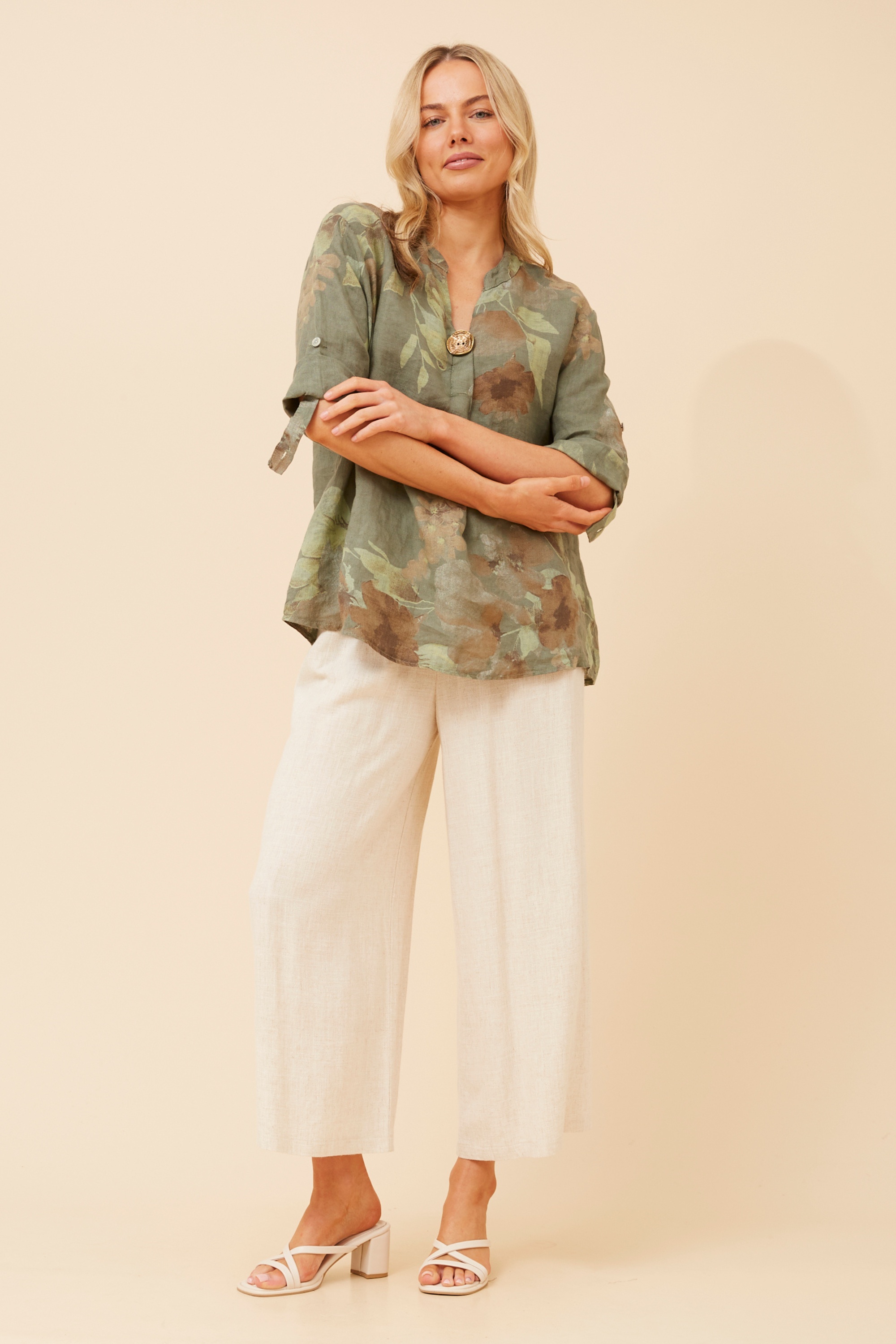GREGORIA FLORAL LINEN TOP