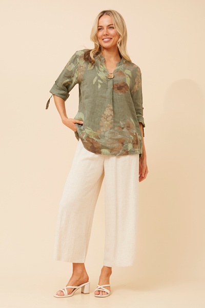 GREGORIA FLORAL LINEN TOP