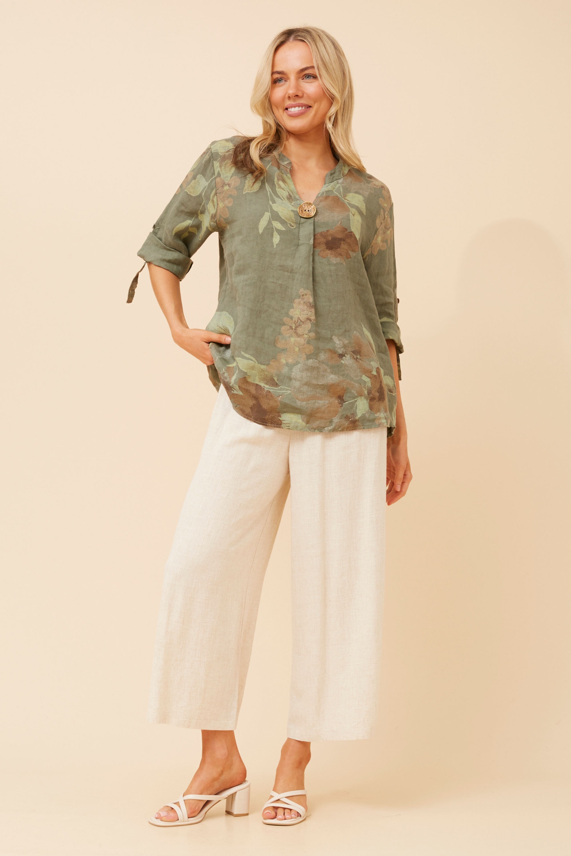 GREGORIA FLORAL LINEN TOP