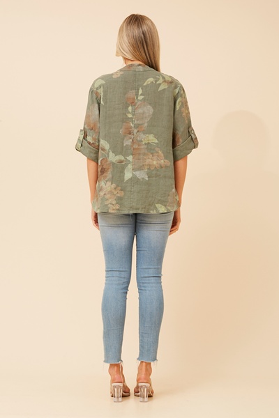 GREGORIA FLORAL LINEN TOP