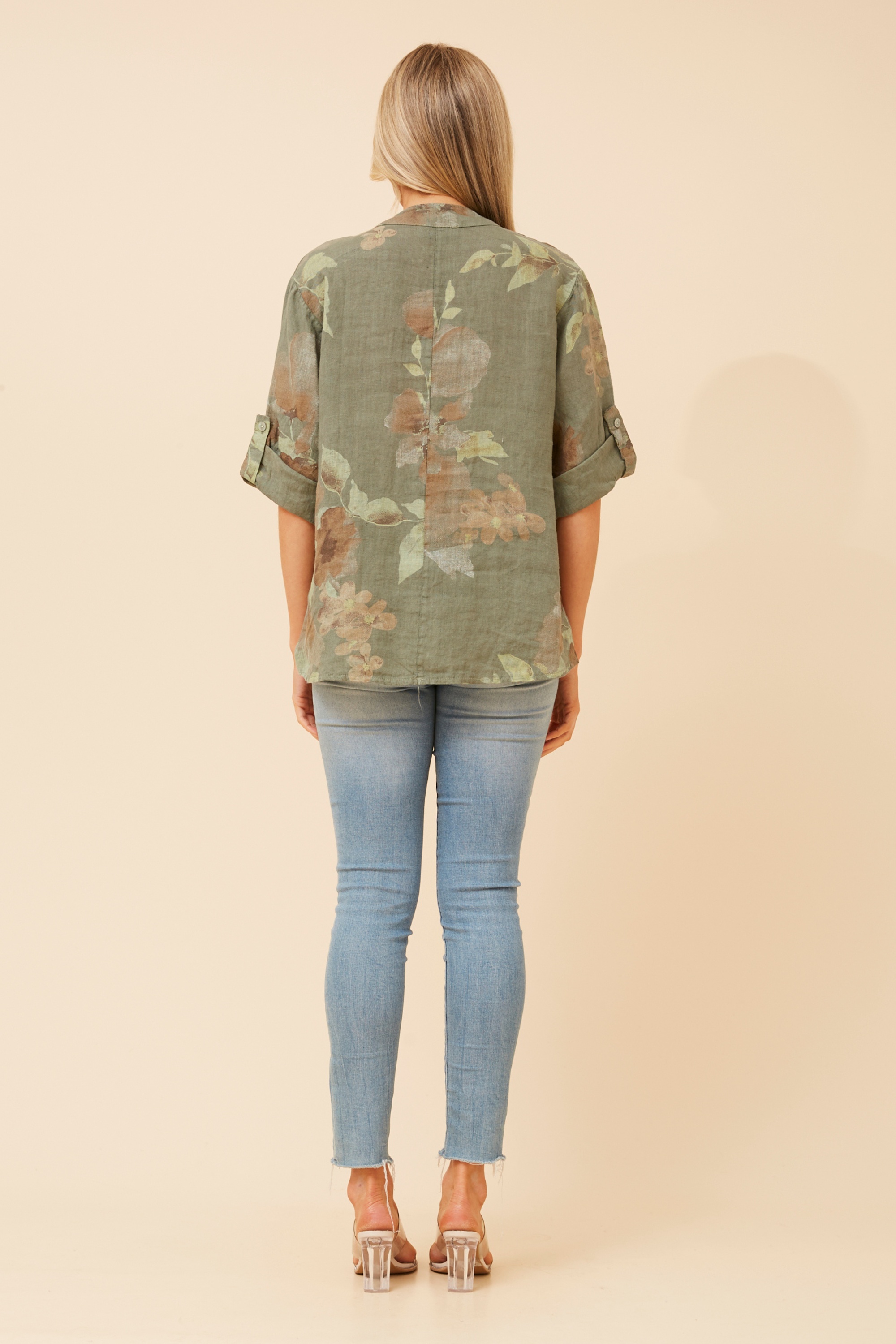 GREGORIA FLORAL LINEN TOP