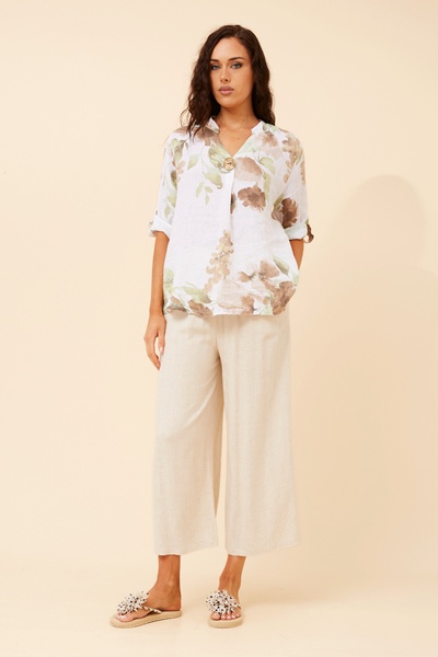 GREGORIA FLORAL LINEN TOP