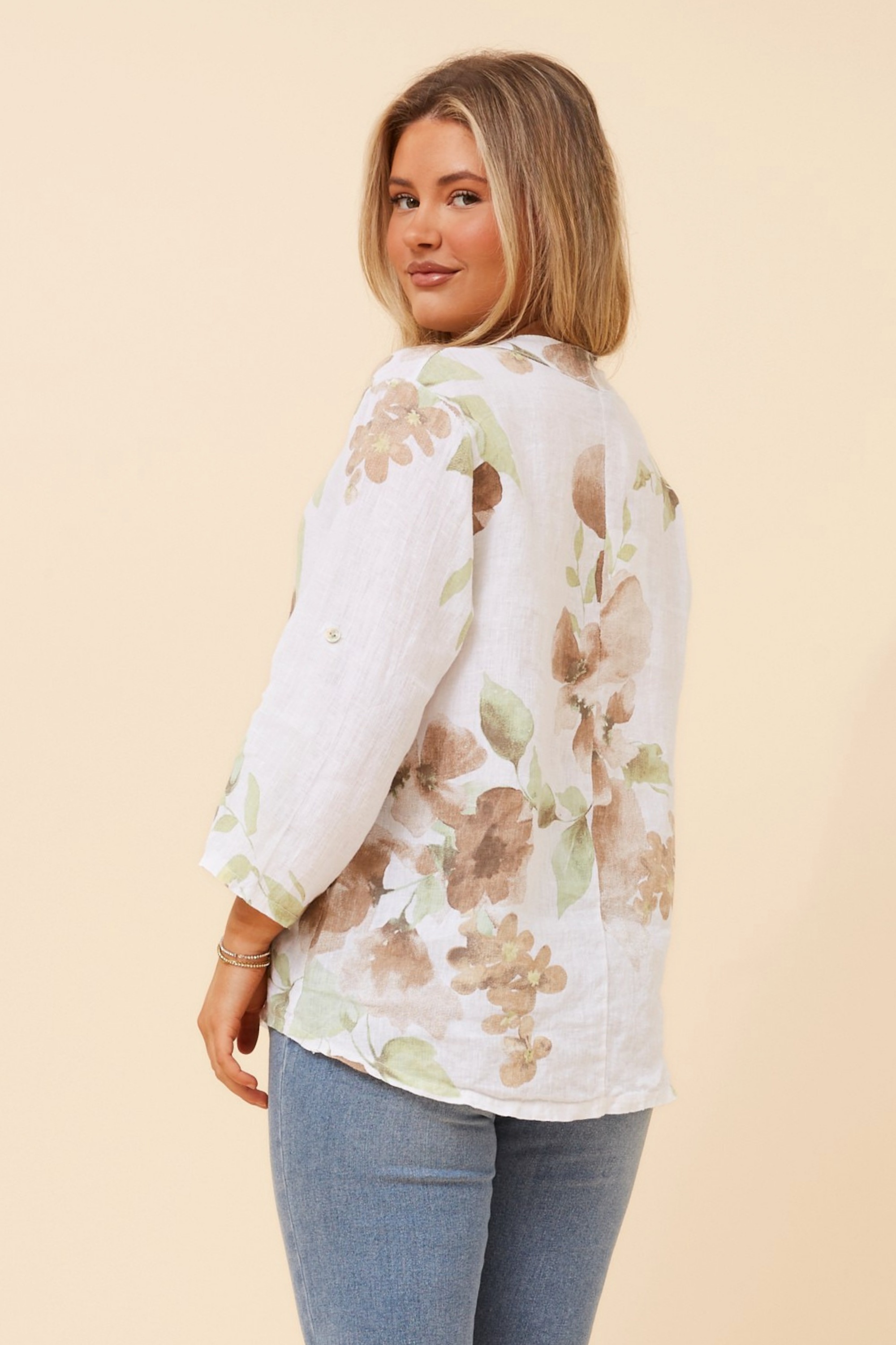 GREGORIA FLORAL LINEN TOP