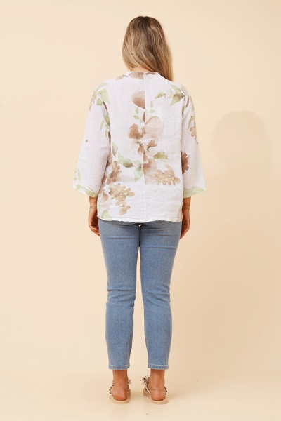 GREGORIA FLORAL LINEN TOP