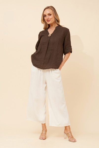 GREGORIA SOLID LINEN TOP