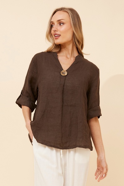 GREGORIA SOLID LINEN TOP