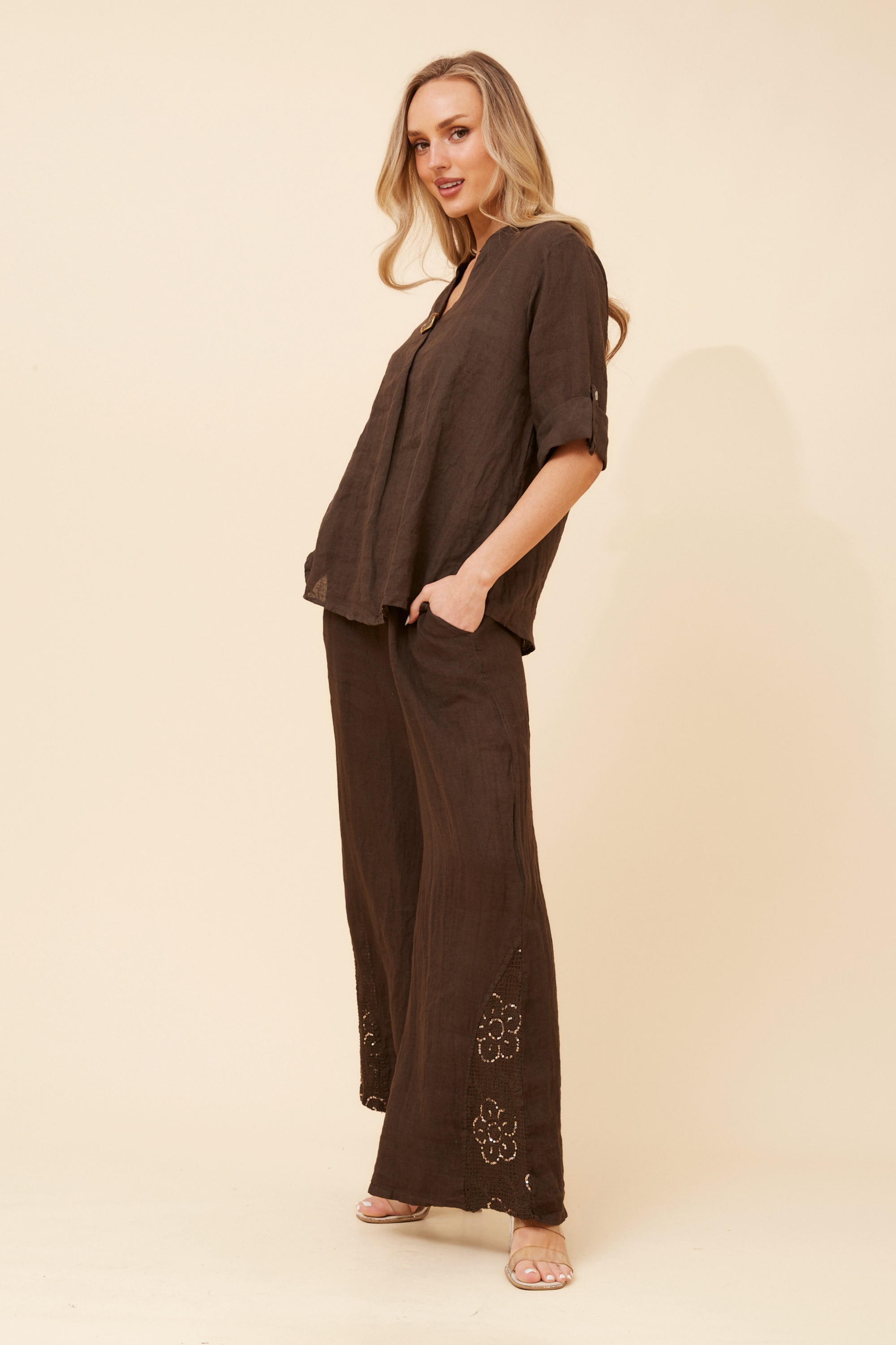 GREGORIA SOLID LINEN TOP