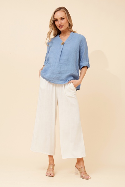 GREGORIA SOLID LINEN TOP