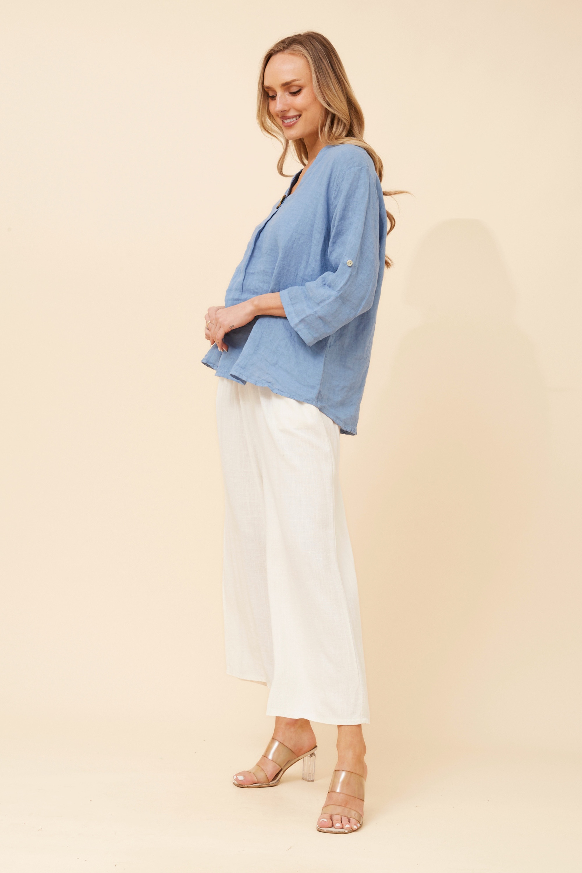 GREGORIA SOLID LINEN TOP