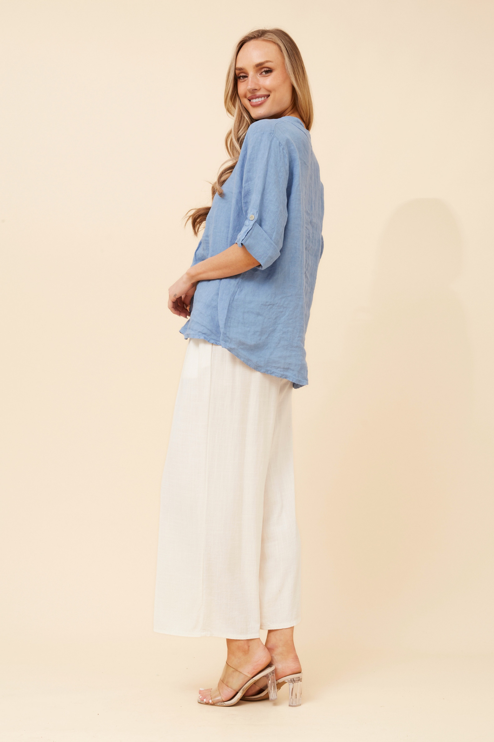 GREGORIA SOLID LINEN TOP