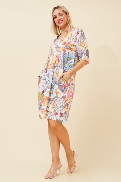 GRISELDA LINEN FLORAL DRESS