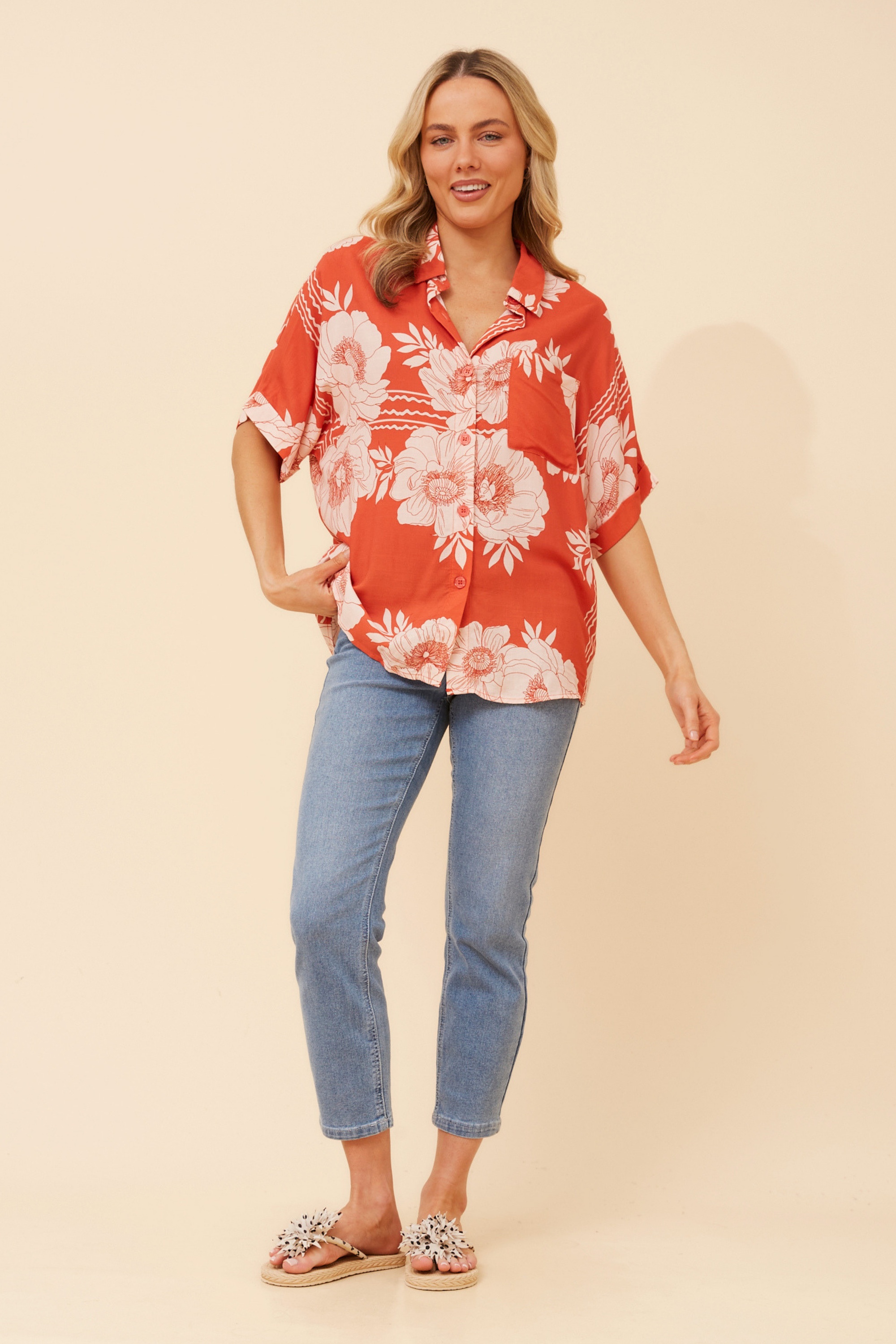 HADLEY FLORAL LINEN BLEND SHIRT