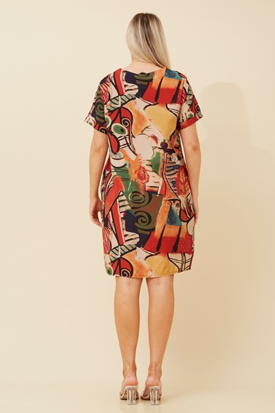HAISLEY ABSTRACT PRINT SHIFT DRESS