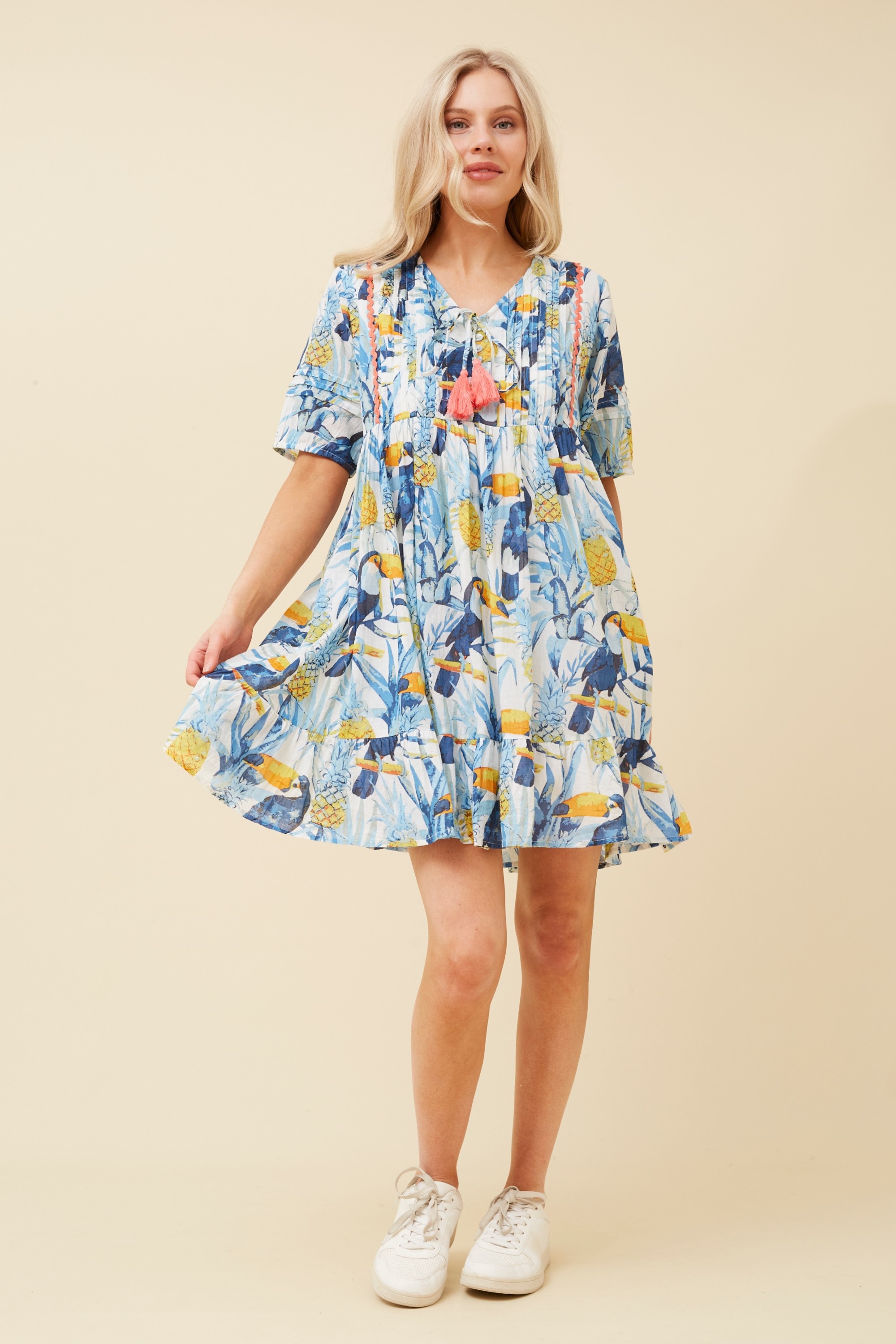 HALLE TROPICAL BABYDOLL DRESS