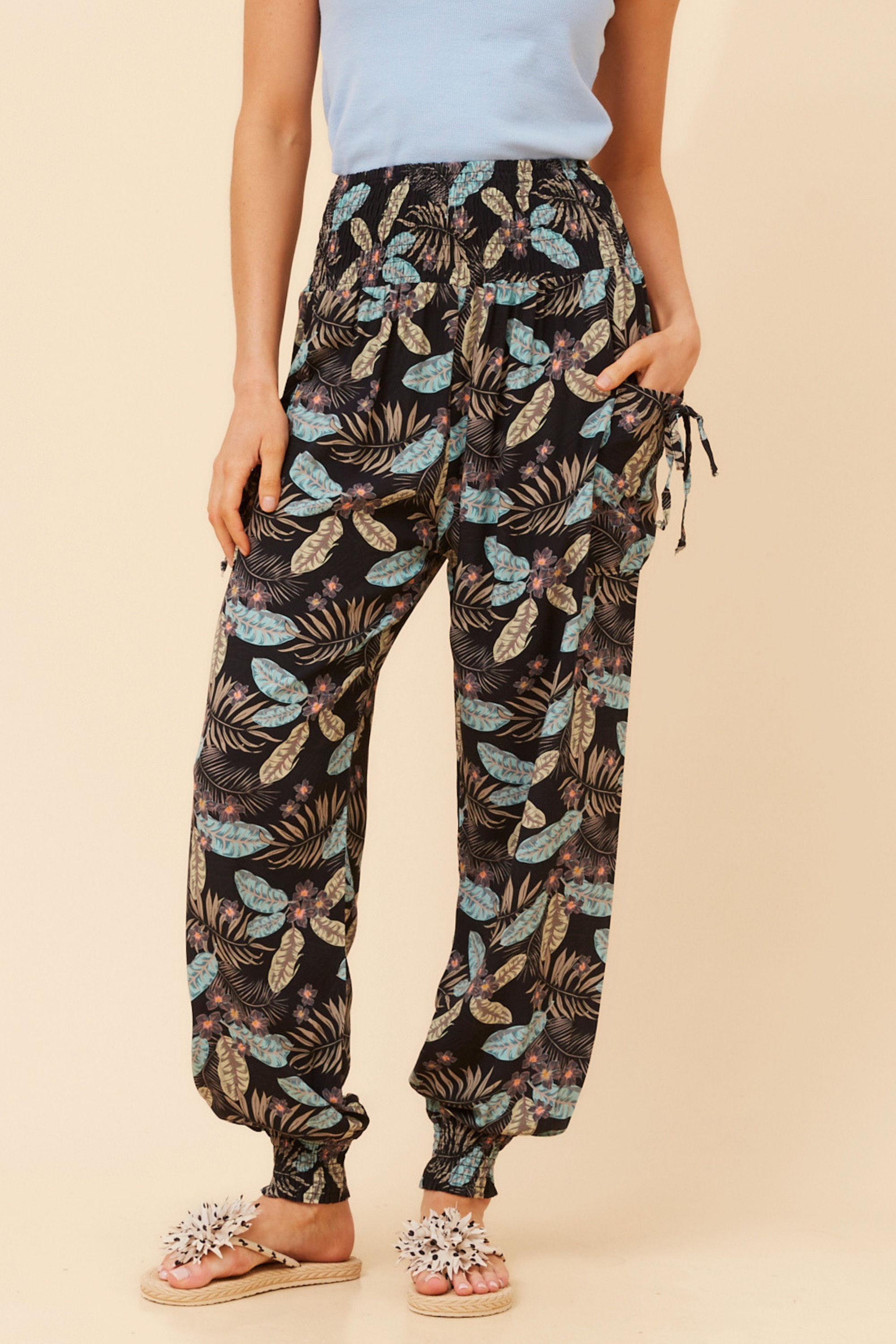 HAREM TROPICAL PRINT PANTS