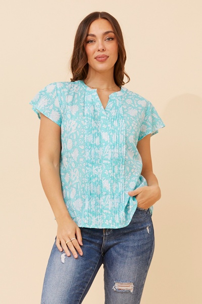 HARINI FLORAL PLEATED TOP