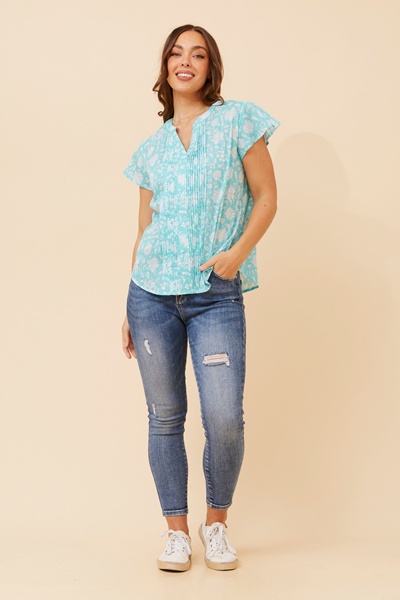 HARINI FLORAL PLEATED TOP