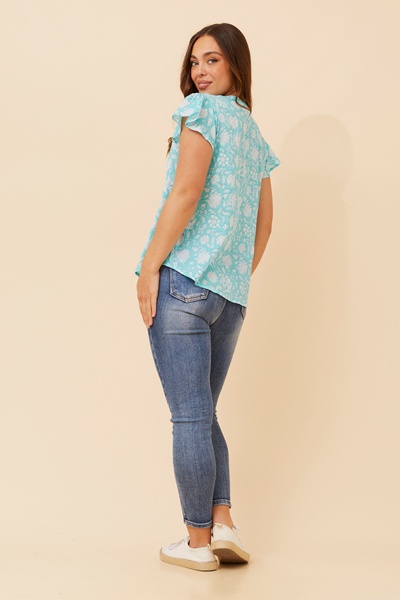 HARINI FLORAL PLEATED TOP