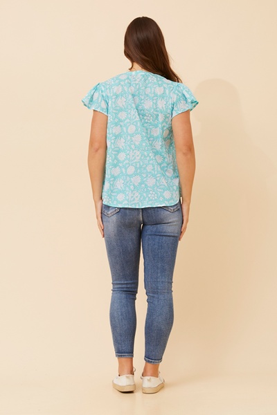 HARINI FLORAL PLEATED TOP