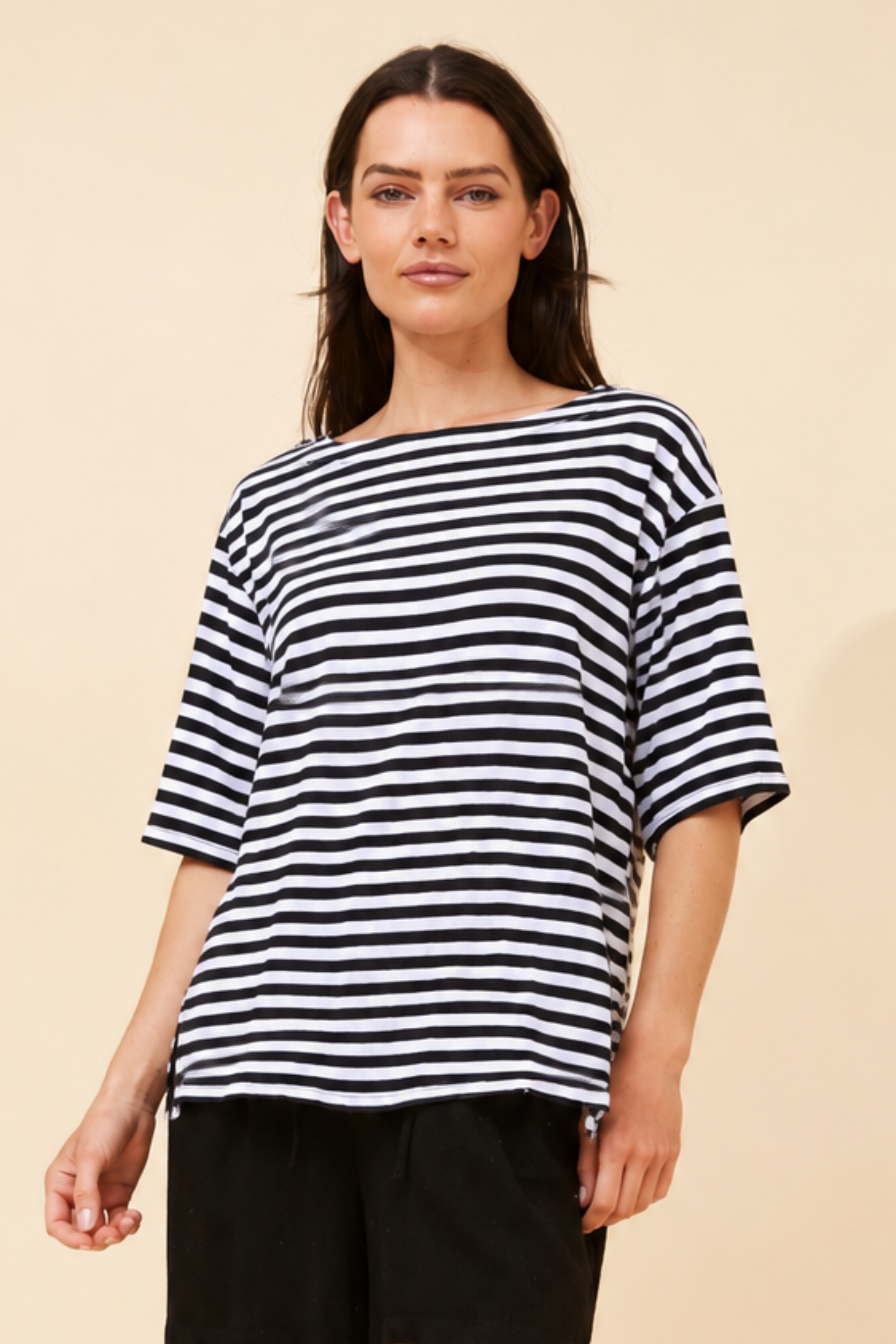 HARLETH STRIPE PRINT T-SHIRT